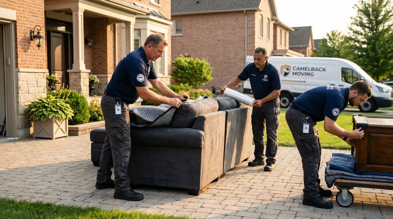 Large estate moving crew wrapping furniture in Mount Pleasant, NC