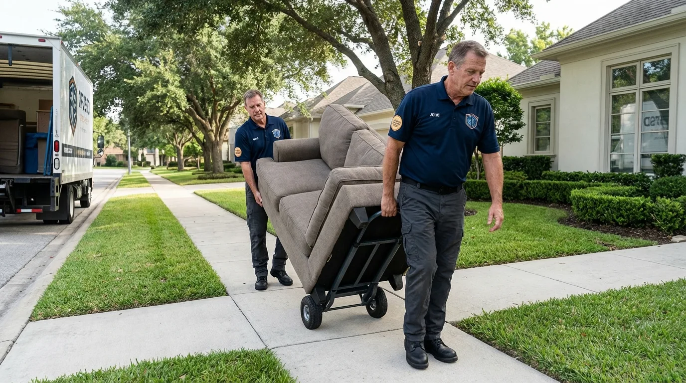 Local residential moving crew loading furniture in Mount Pleasant, NC
